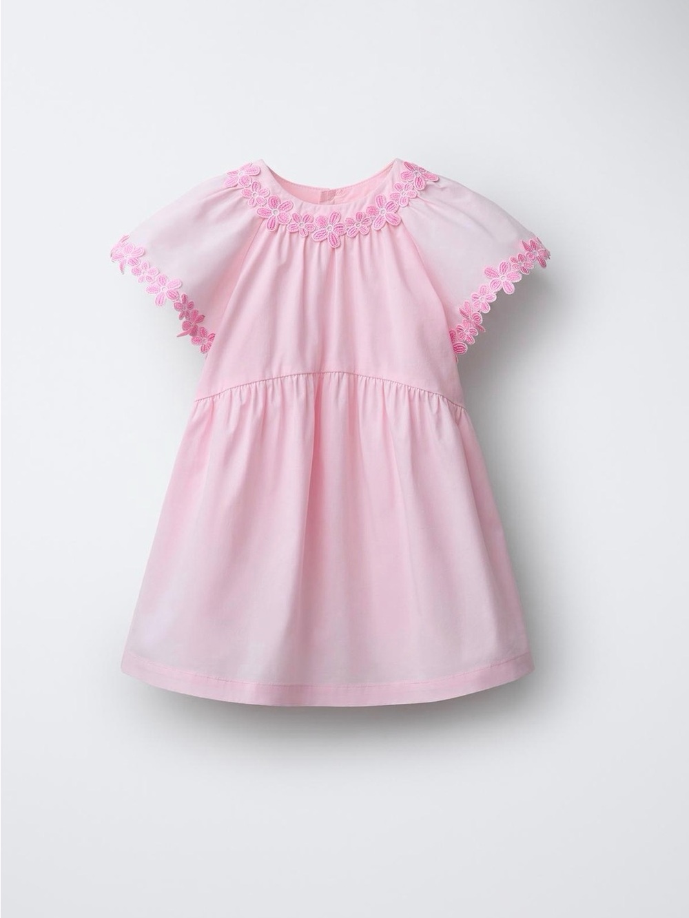 Zara Girls' Pink Floral Trim Dress